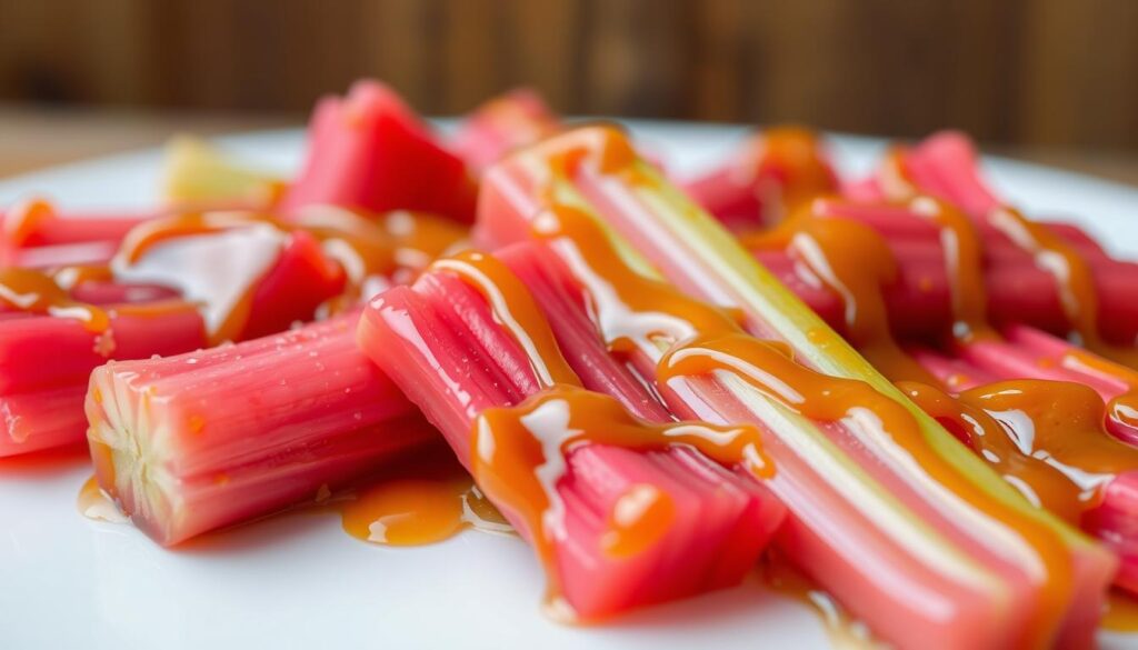 caramelized rhubarb topping